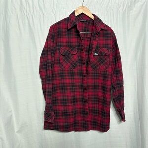 I Ride Sideways Red Black Plaid Cotton Flannel Shirt Riding Gear Motorcycle M